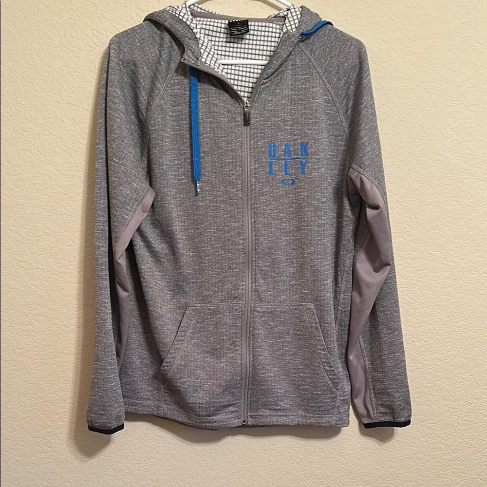 Oakley Gray Hoodie with Blue Details
